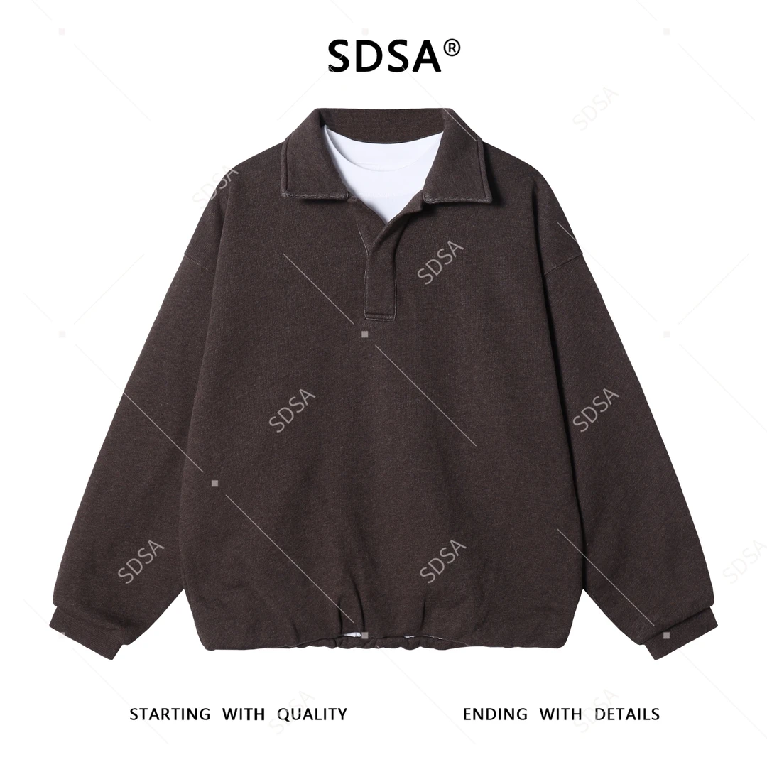 SDSA男士秋冬新款痞帅男装复古撞色翻领假两件卫衣百搭宽松上衣