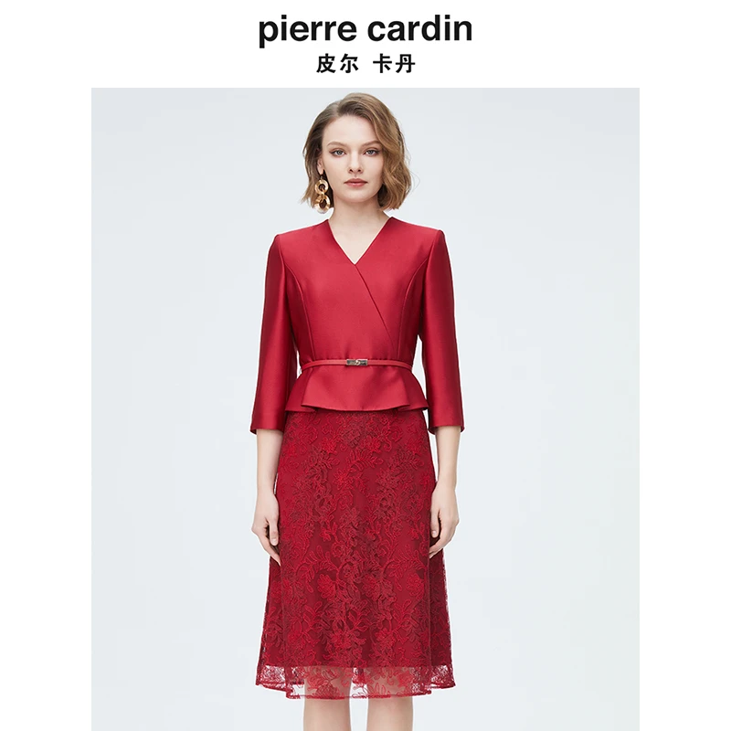 【皮尔卡丹女装】 时尚轻仪式假两件拼接连衣裙【专柜正品】