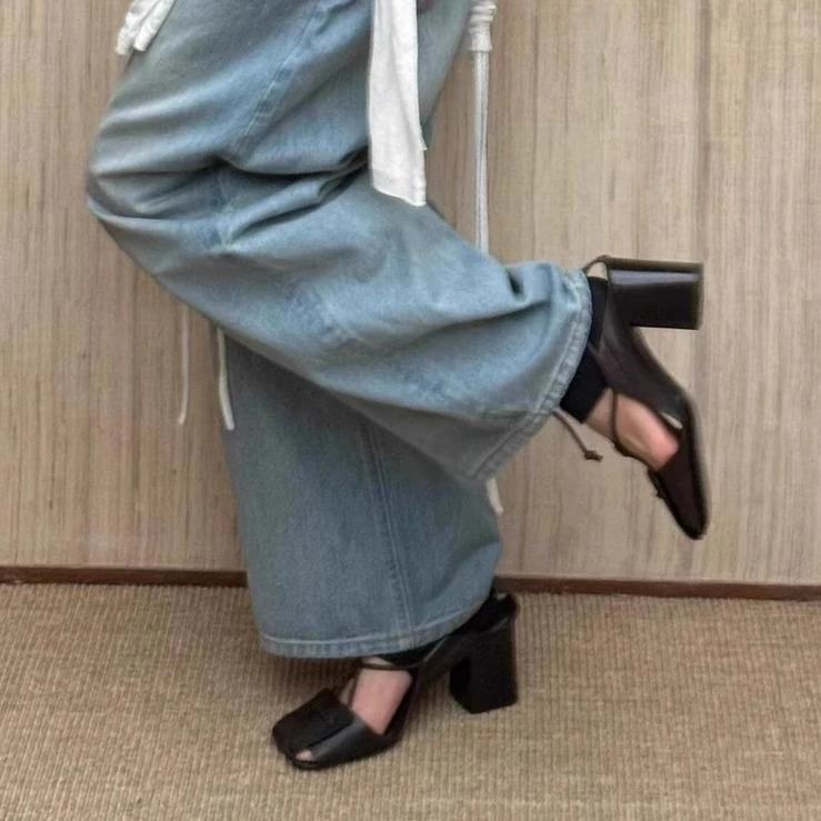 设计夏季后搭罗马空绑带新款潮流跟凉鞋百女鞋复古港风粗