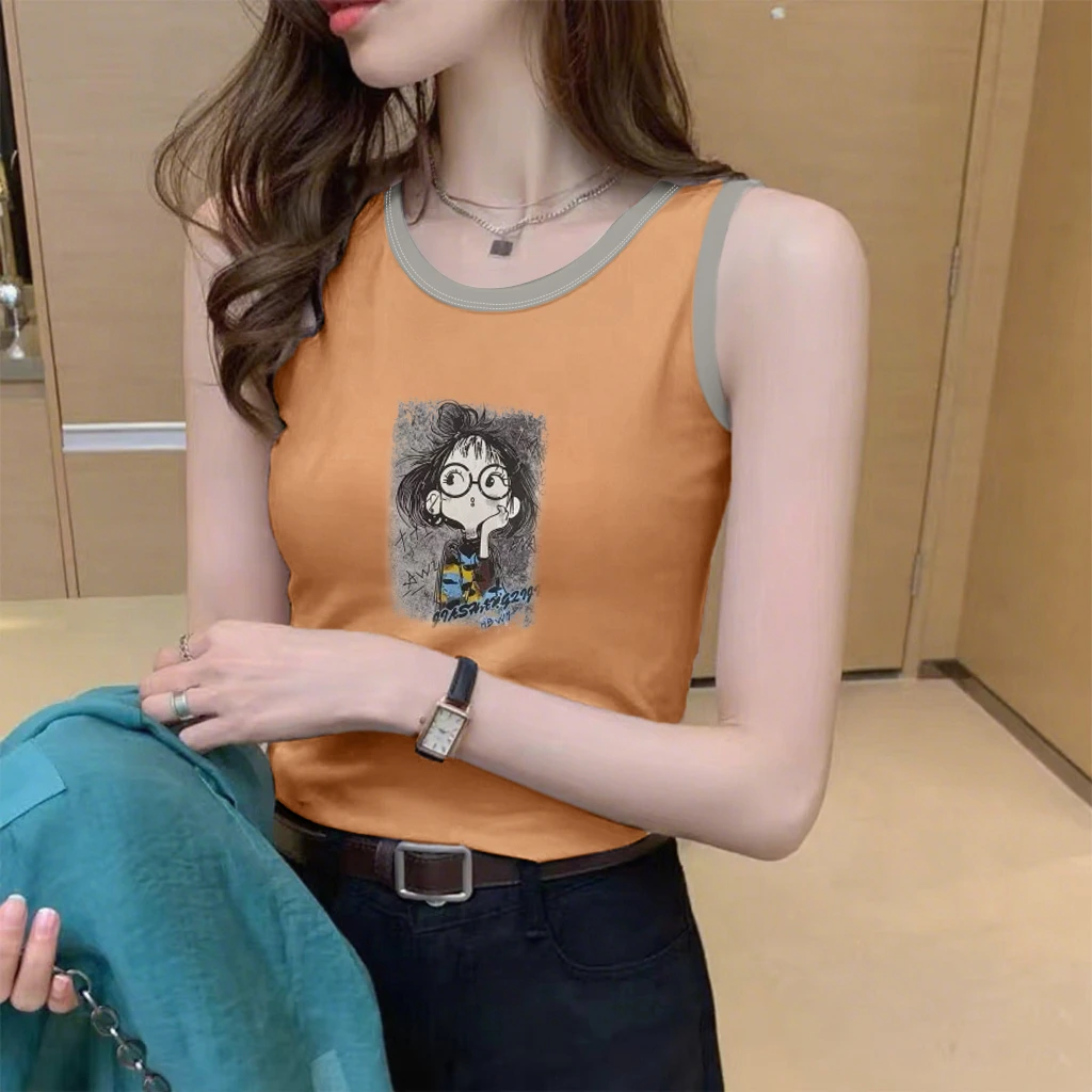 纯棉吊带背心T恤衫夏季新款百搭休闲显瘦遮肉内搭体恤上衣ins潮