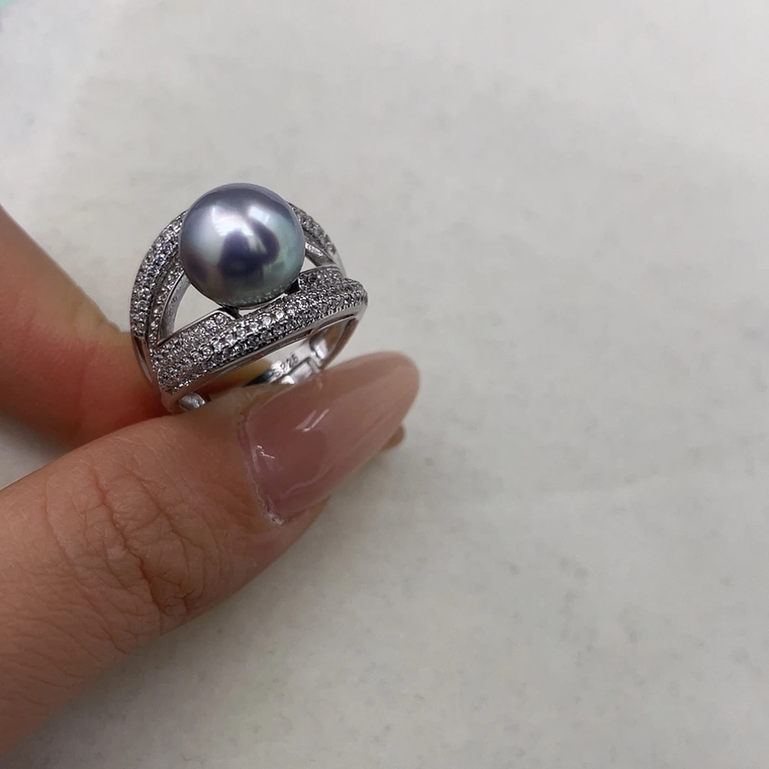 戒指银S925镶嵌海水珍珠
