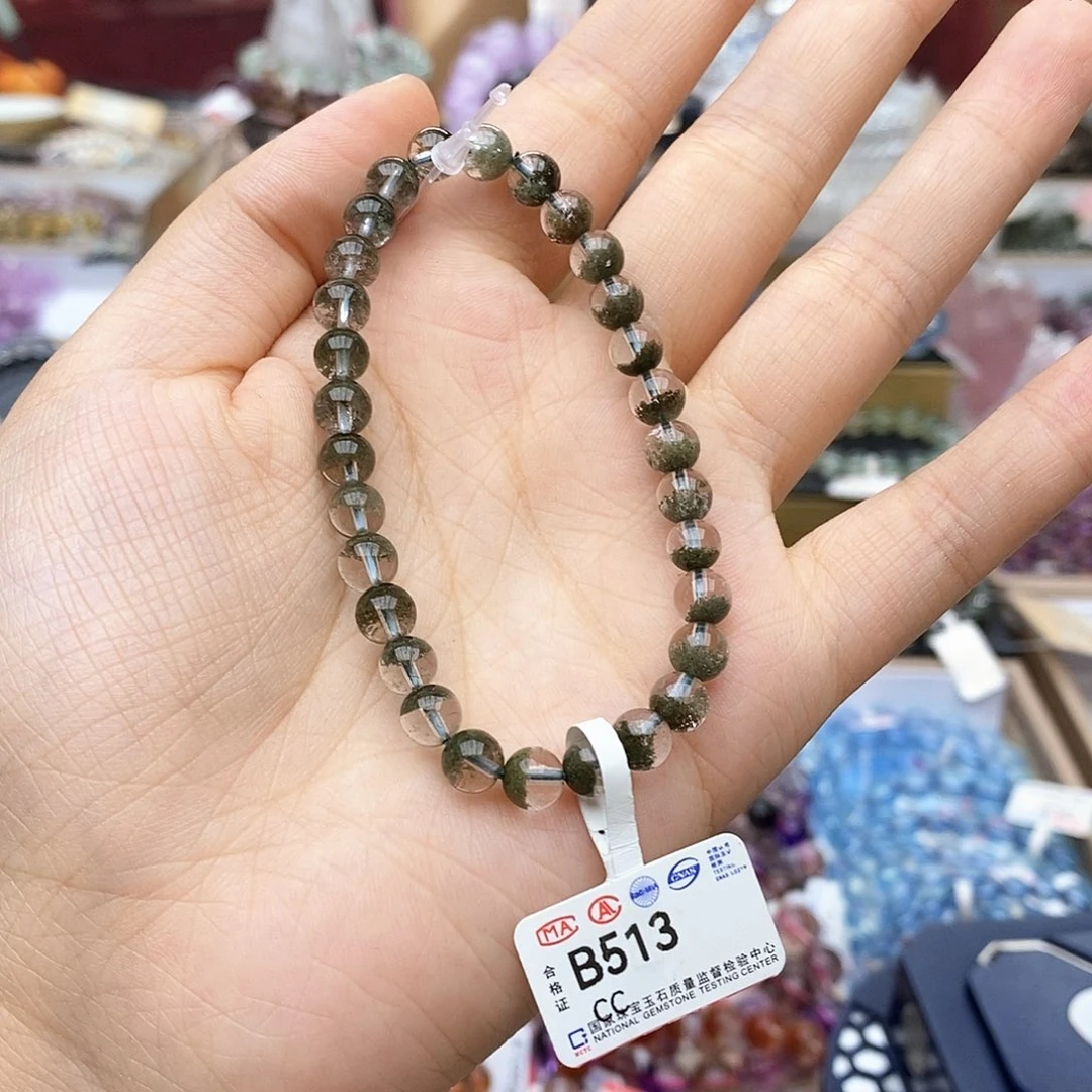 水晶手链未镶嵌B513 绿幽灵 6m+