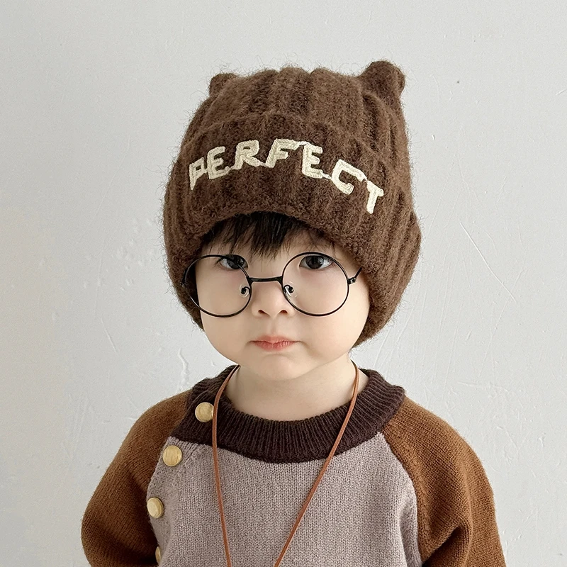 儿童帽子秋冬新款男童针织帽时尚猫耳朵女童毛线帽小孩保暖套头帽