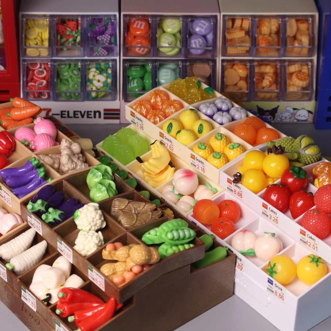 迷你仿真蔬菜水果架子过家家超市模型玩具微缩迷你食物娃娃屋摆件