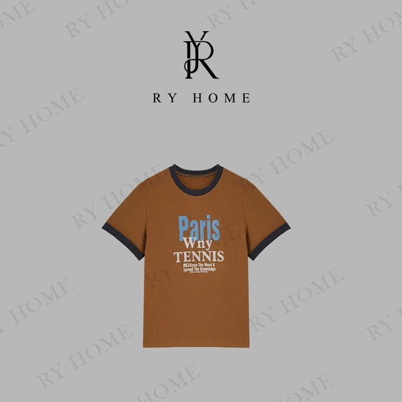 【容雨RYHOME】撞色正肩字母印花短袖T恤253T2142