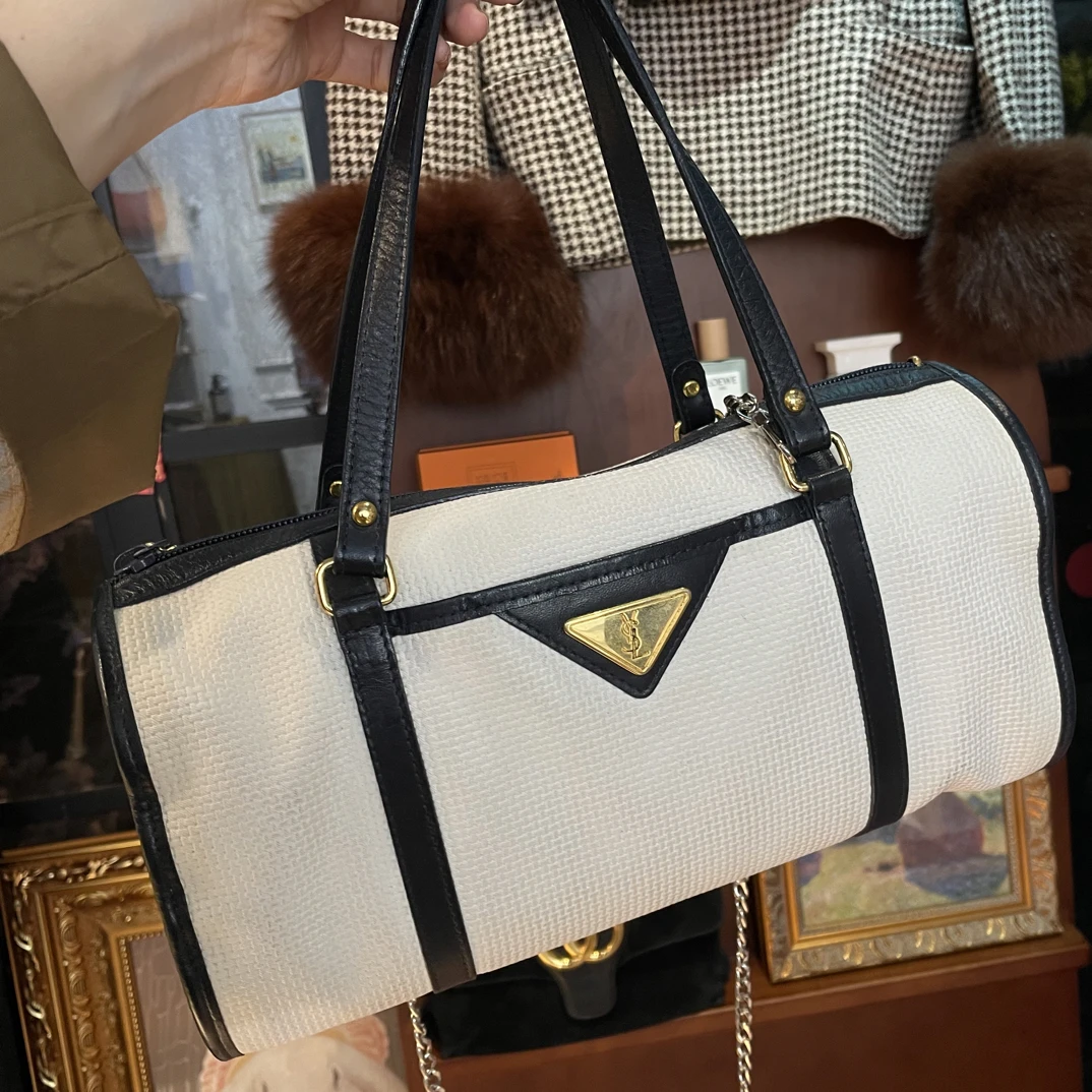 95新 YSL/圣罗兰 兜兜 蓝白色巴比龙单肩包