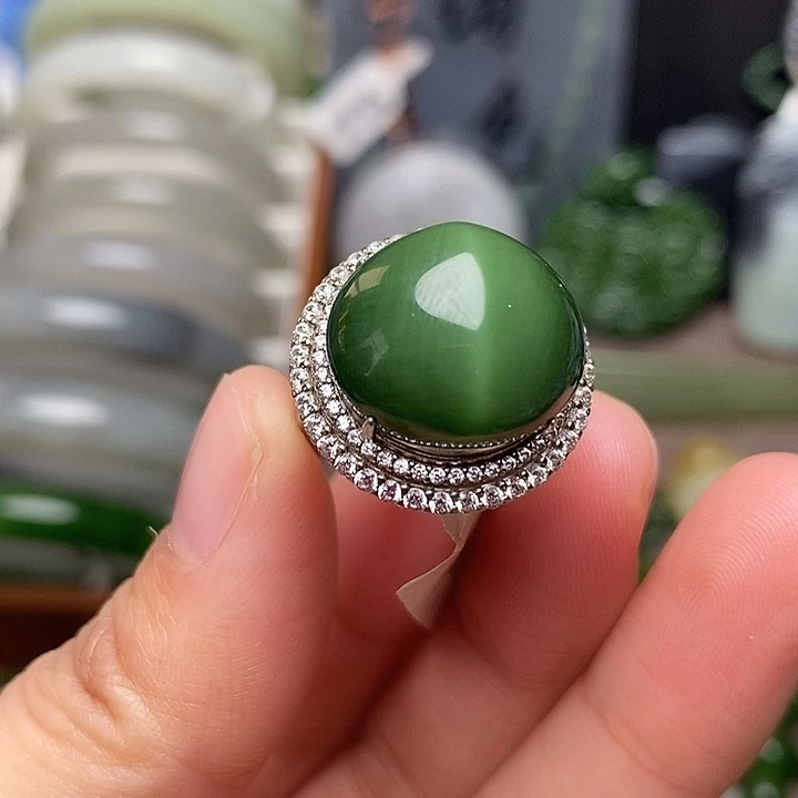 和田玉银S925镶嵌戒指