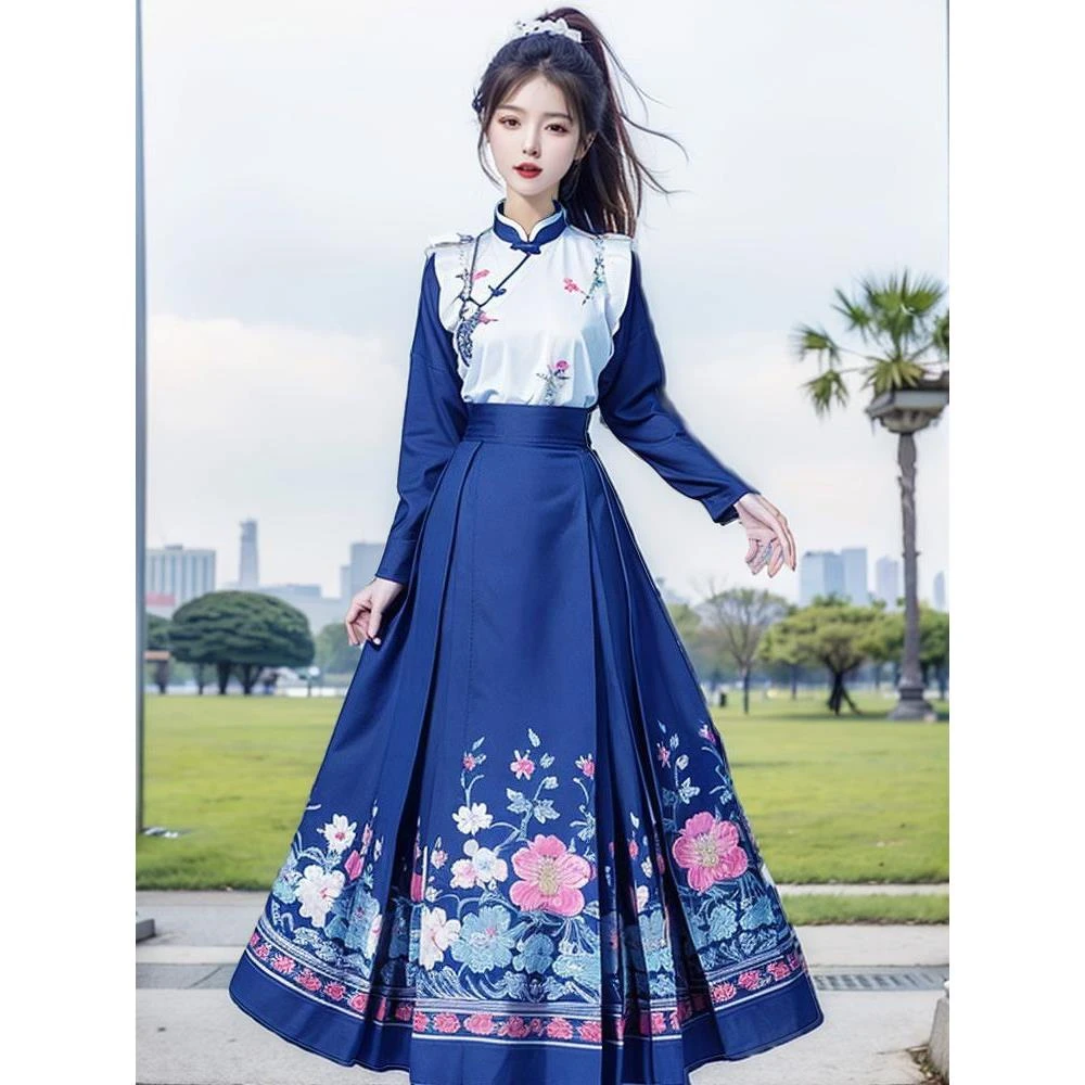 改良旗袍上衣马面裙套装2024秋季新款新中式复古风时尚气质两件套