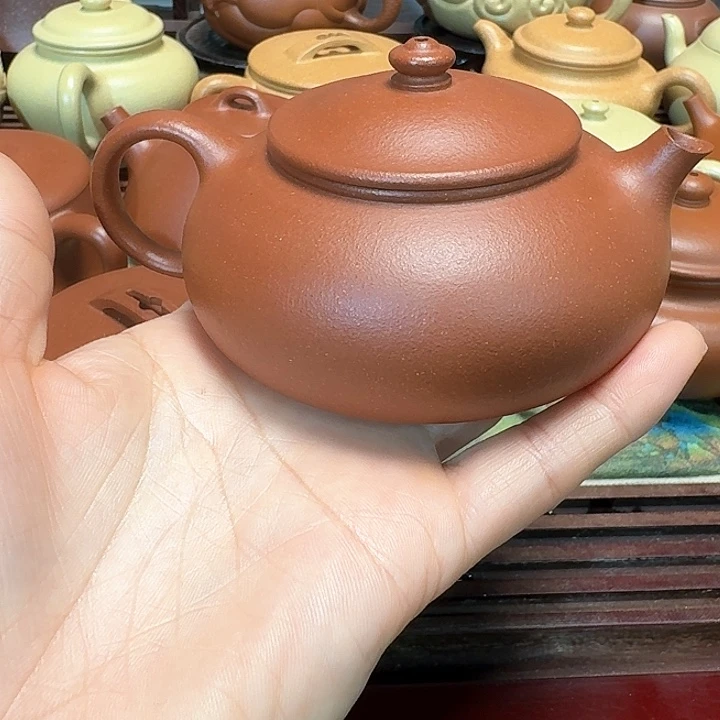 紫砂茶壶红降坡半手工