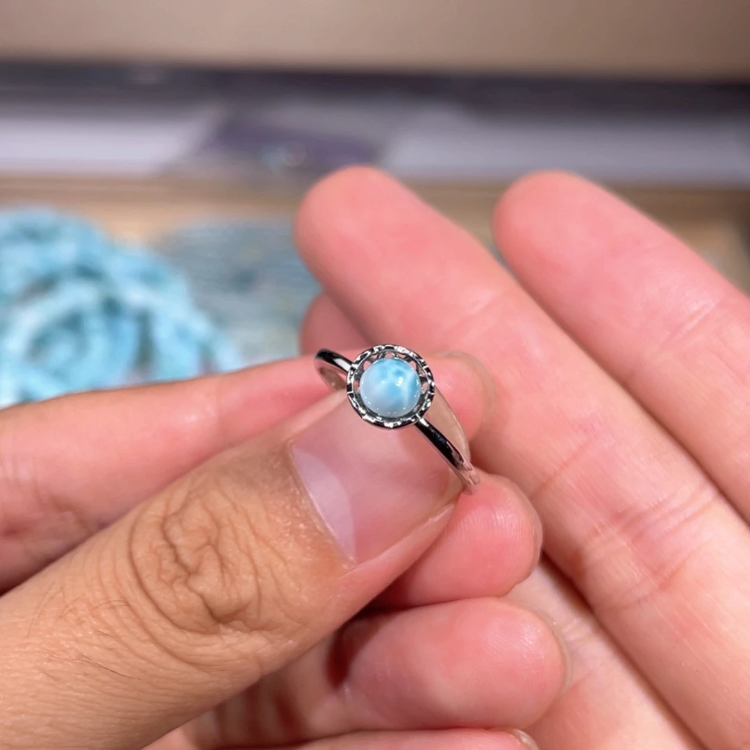 水晶戒指银S925镶嵌海纹004