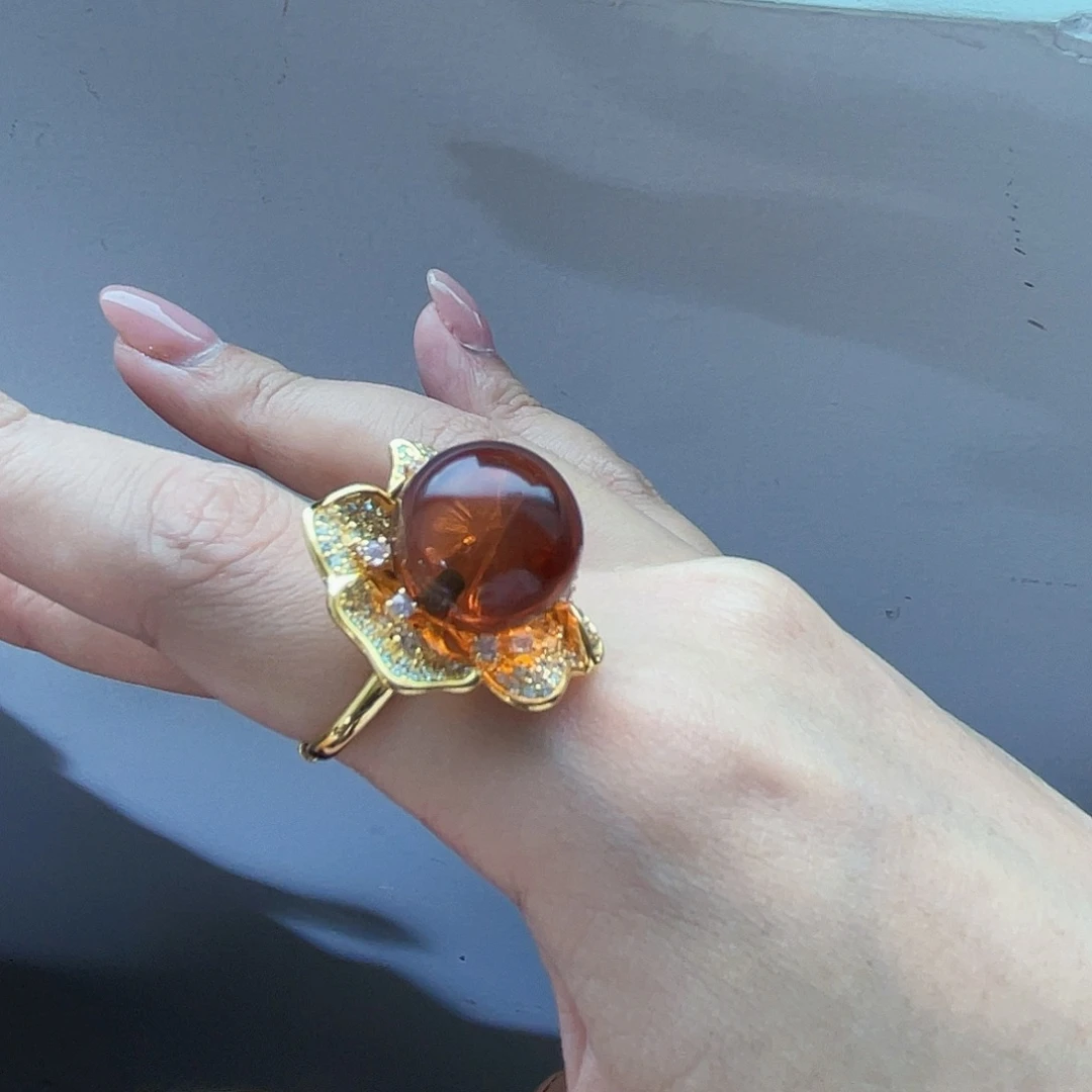 蓝珀银S925镶嵌珠宝奇石