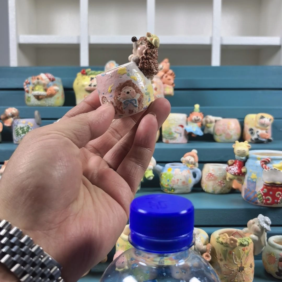 果****刺猬 手绘多肉花盆