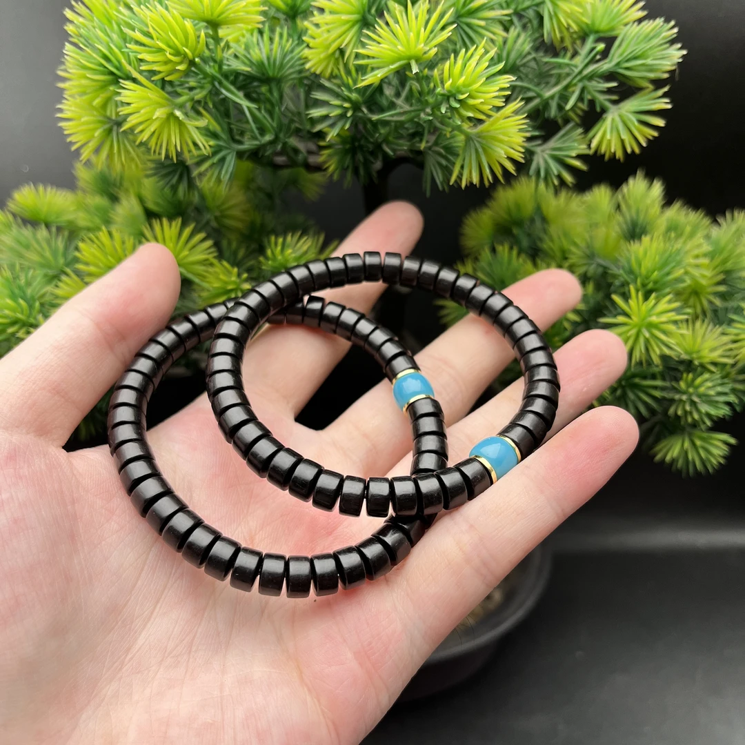 黑檀药片琉璃设计款单圈手串-23806-H51-多样性/发其一