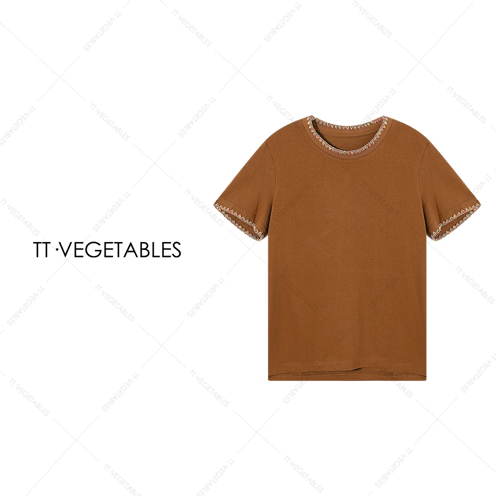 双瑜  新款春夏季时尚休闲宽松百搭薄款短袖纯色圆领T恤511623