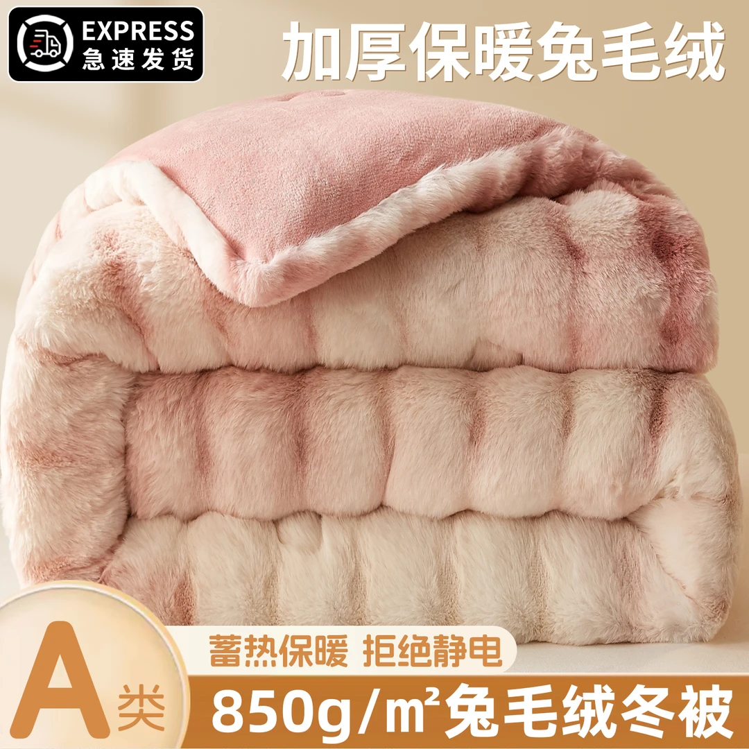 兔毛绒加厚保暖冬季被子冬被单人学生宿舍牛奶绒加绒被芯家用双人