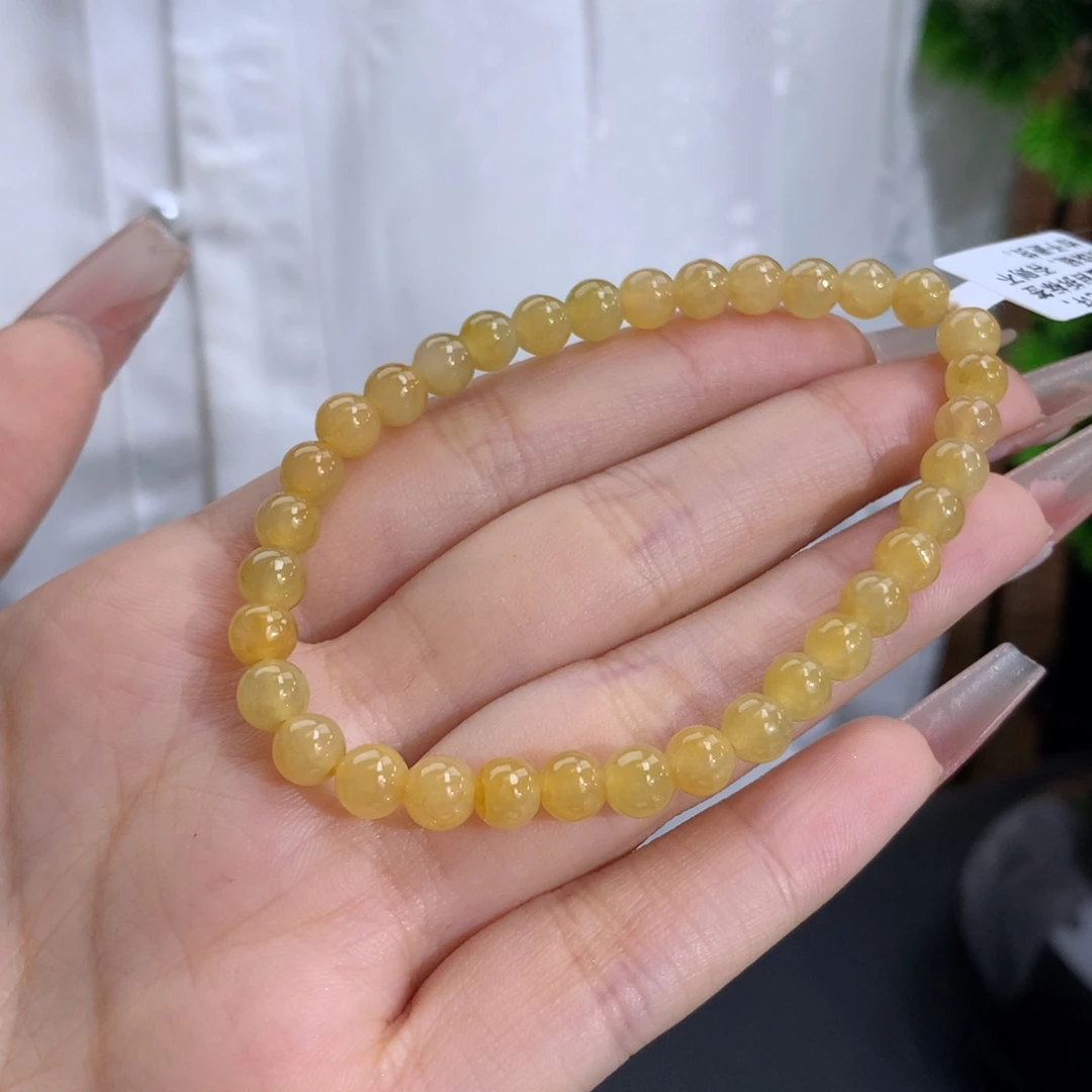 翡翠手链未镶嵌卡5.6冰润黄翡