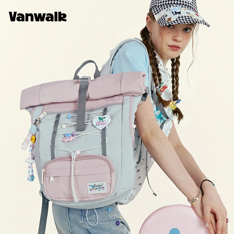 VANWALK Fruit Power高颜值ins女生17寸大容量双肩包上学书包背包
