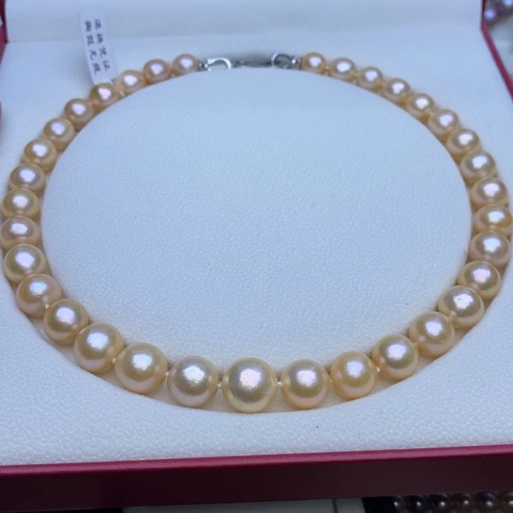 淡水珍珠项链未镶嵌10-13香槟金