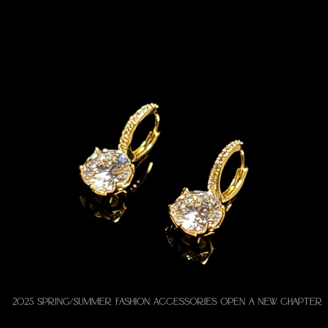 铜合金耳饰 镀K金 2025款C7777【皓钻金闪】铂堡俪 BOBAOLI 耳环