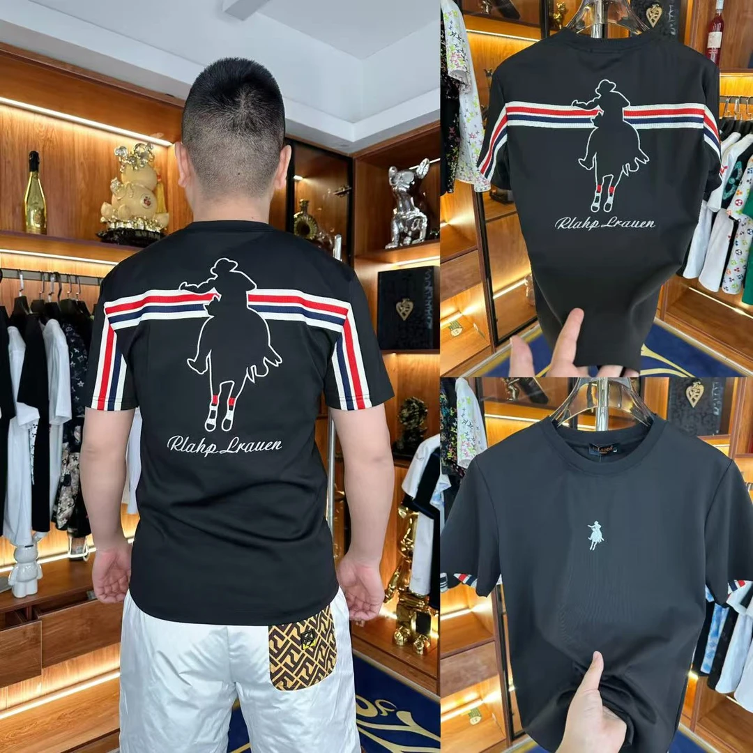 轻奢严选夏季时尚轻奢简约百搭潮流休闲修身圆领刺绣款男士半袖