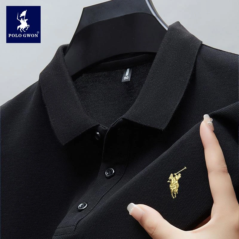 POLOGWON/保罗夏季男士短袖t恤商务休闲polo衫宽松透气半袖上衣