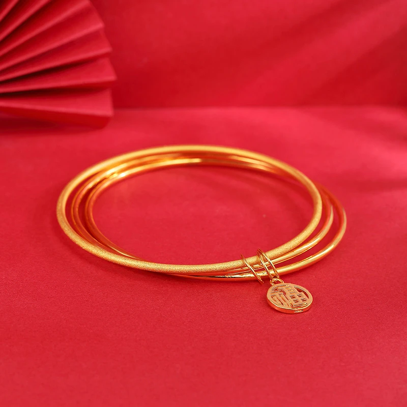 【12期免息】【裕润福】足金三生三世手镯浪漫表白送女友送老婆送礼盒