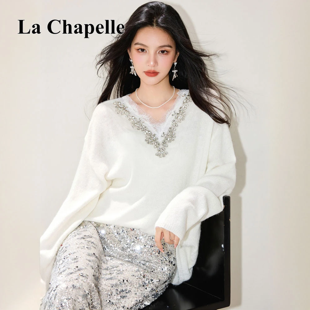 拉夏贝尔2025秋冬高级感洋气软糯慵懒风毛衣女新款时尚长袖针织衫