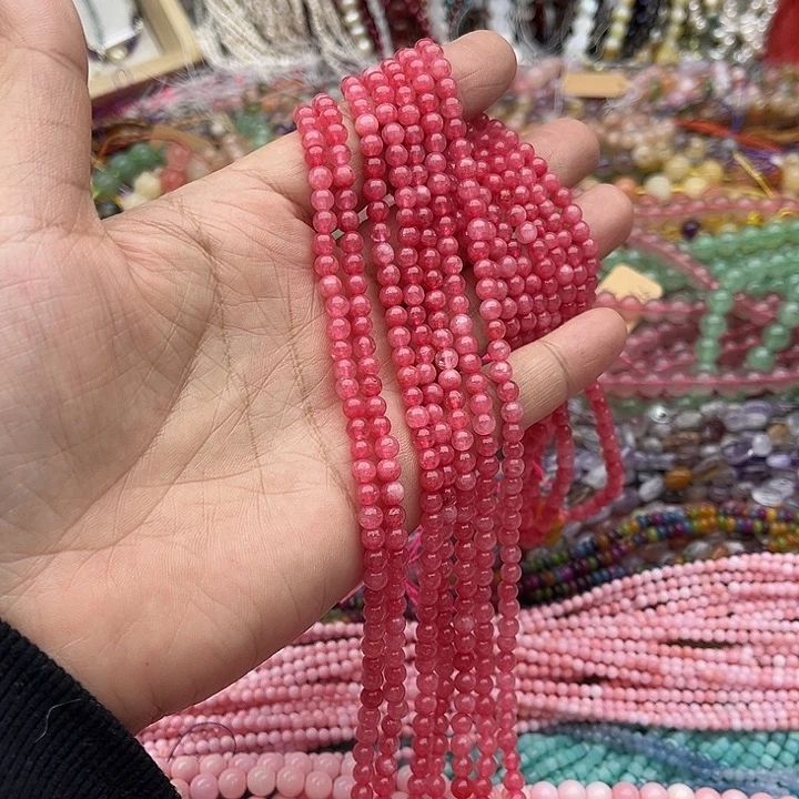 玛瑙/玉髓珠宝半成品未镶嵌一条4mm红纹石