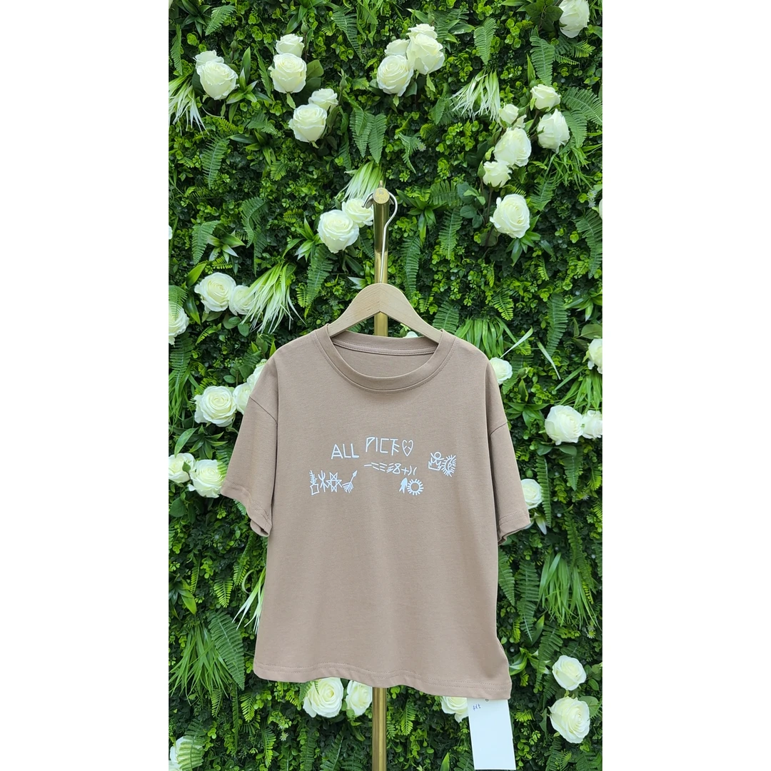 品牌高端透气纯棉字母印花T恤【大童-青少年】短袖【130-170】——T015