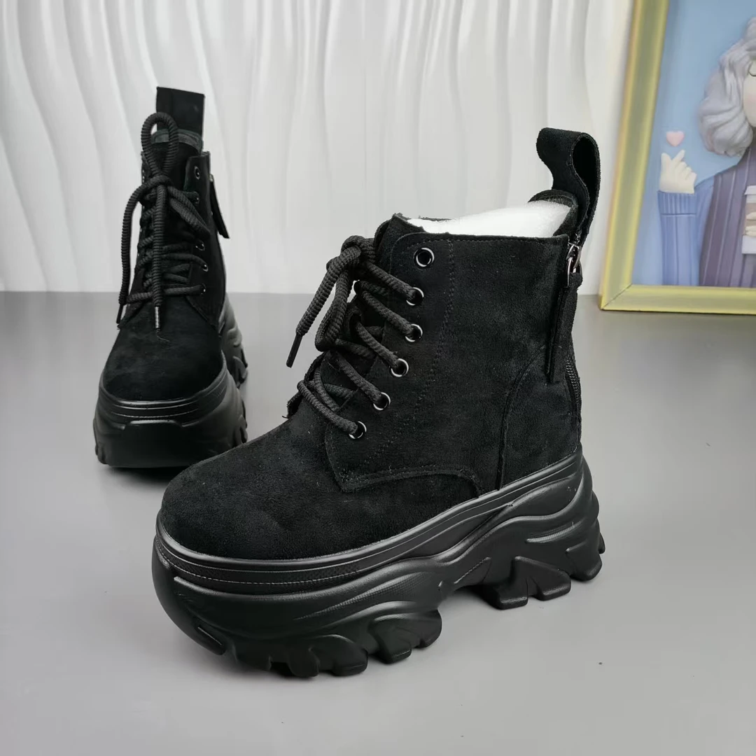 小个子增高12cm高帮马丁靴显瘦百搭新款秋冬新款加绒短靴大黄靴