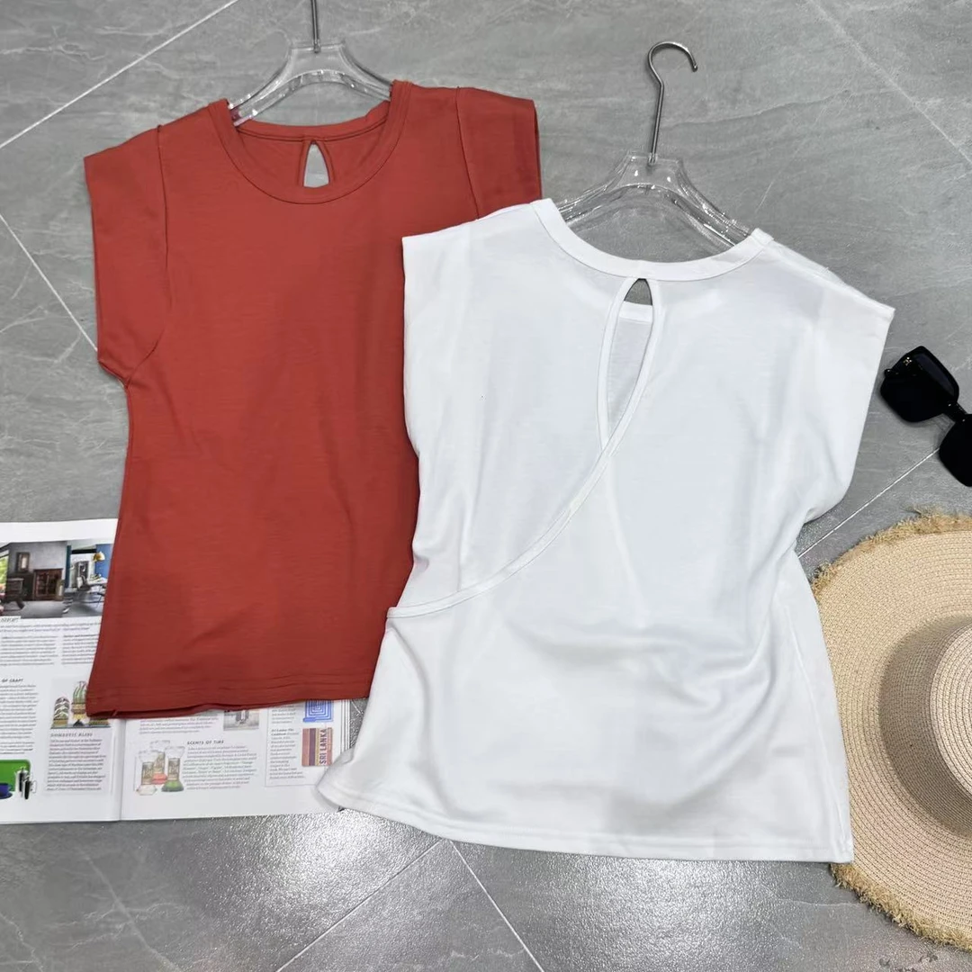 Manmi 收腰显瘦露背设计款小飞袖上衣  33909（C3）