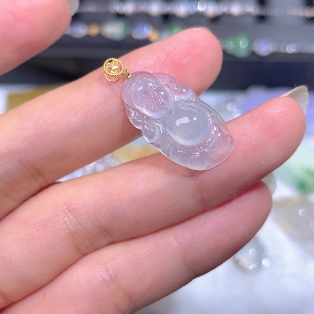 颈饰18K金镶嵌翡翠翡翠