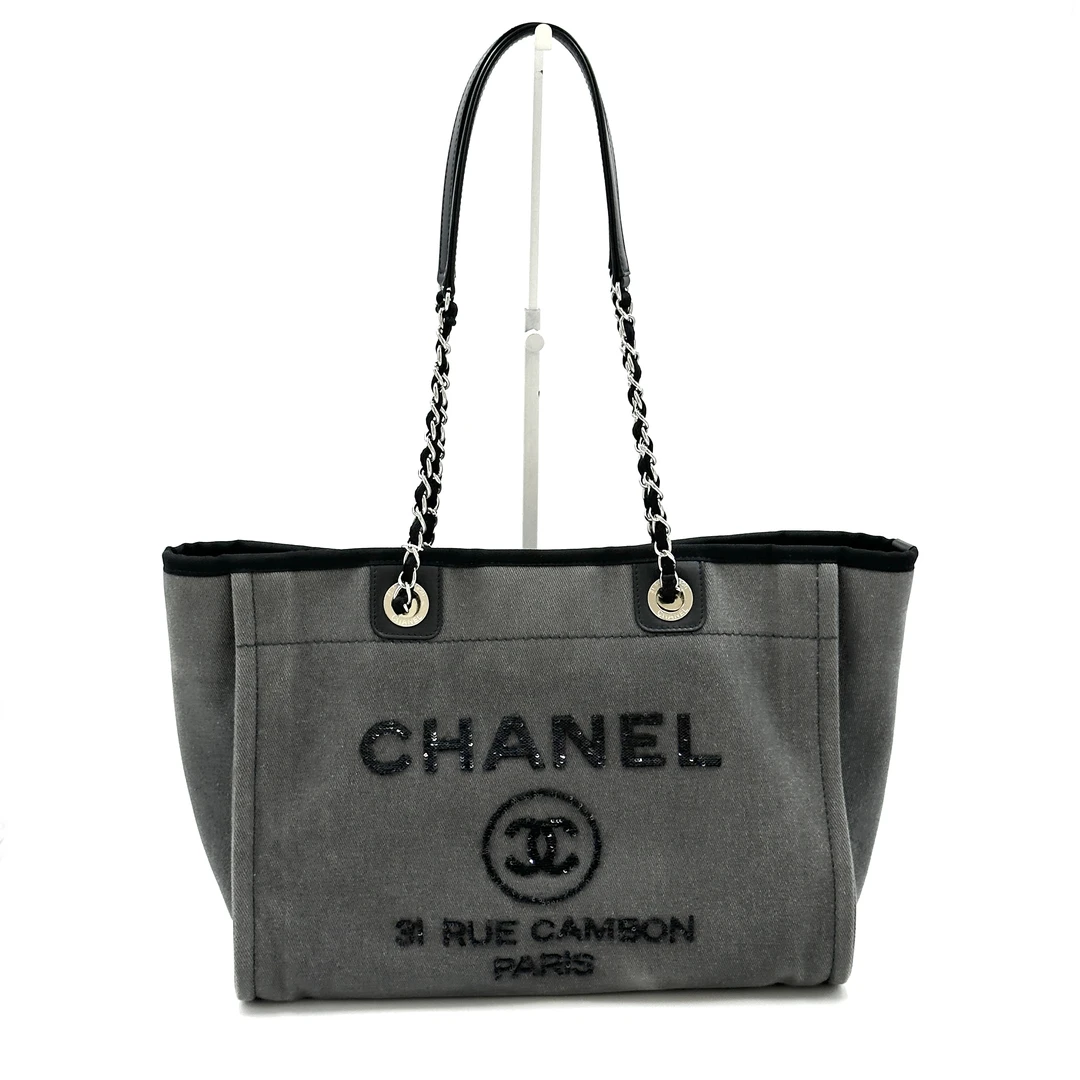 99新 Chanel/香奈儿 香奈儿 单肩沙滩包 炭灰23开没卡