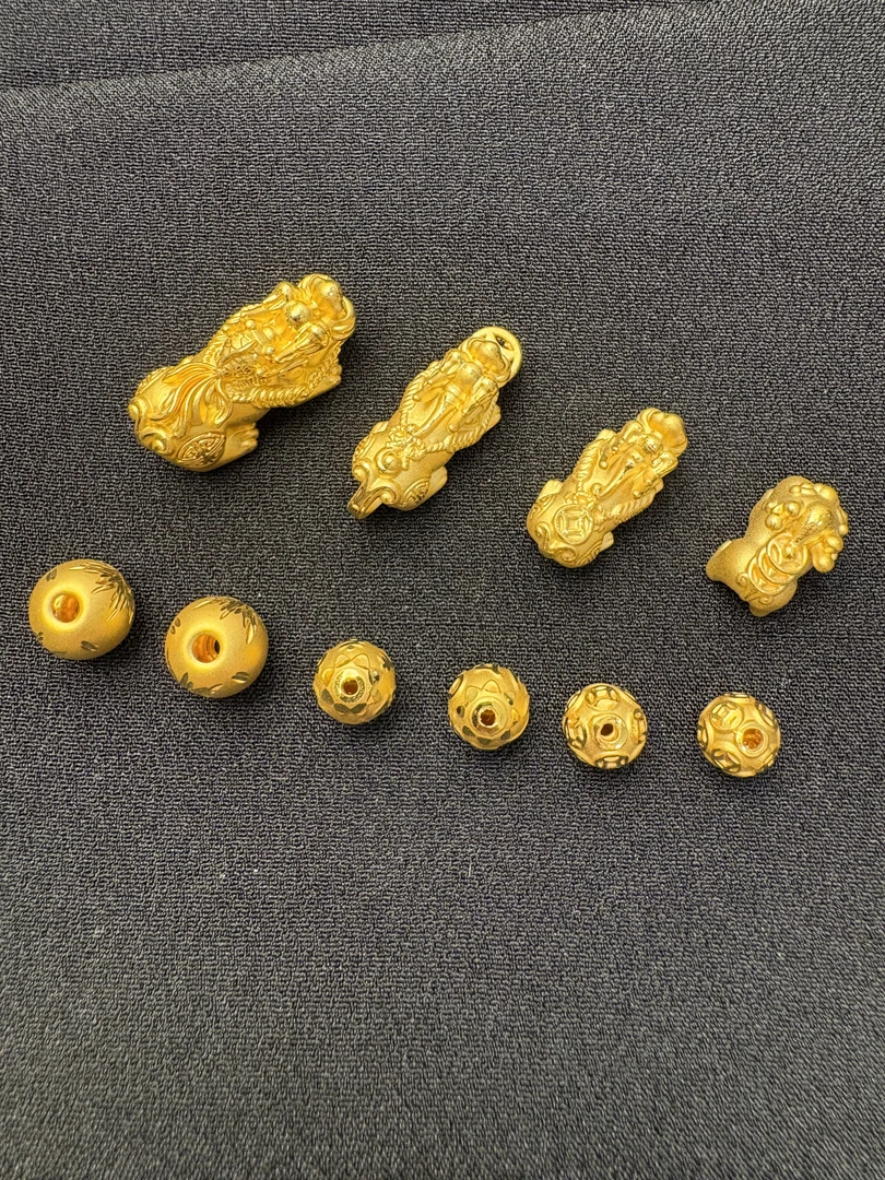 【百合黄金】貔貅铜钱珠足金9995D硬金转运珠礼物多样性发其一