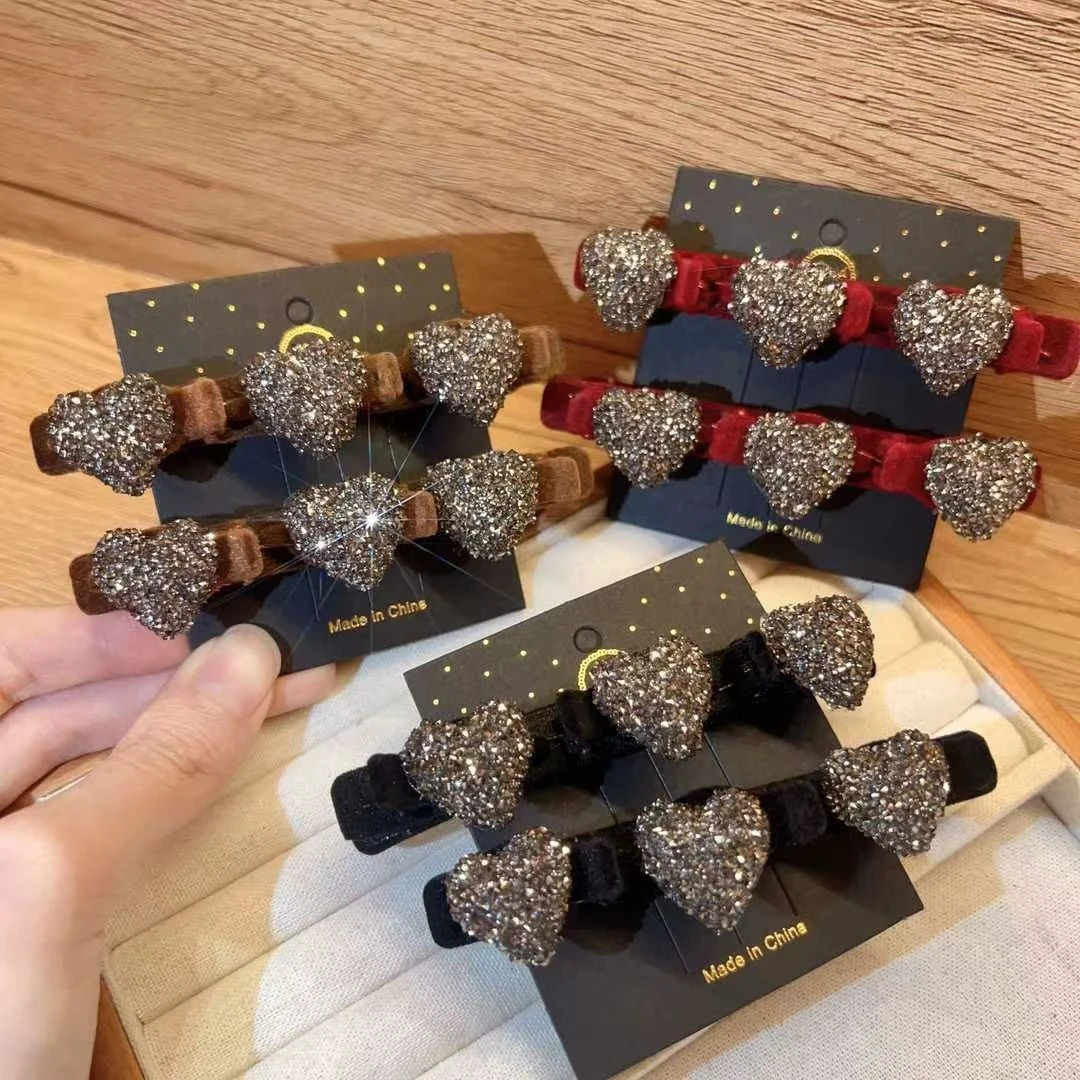 儿童新植绒爱心编发夹不伤发刘海夹小女孩碎发整理盘发夹发卡头饰