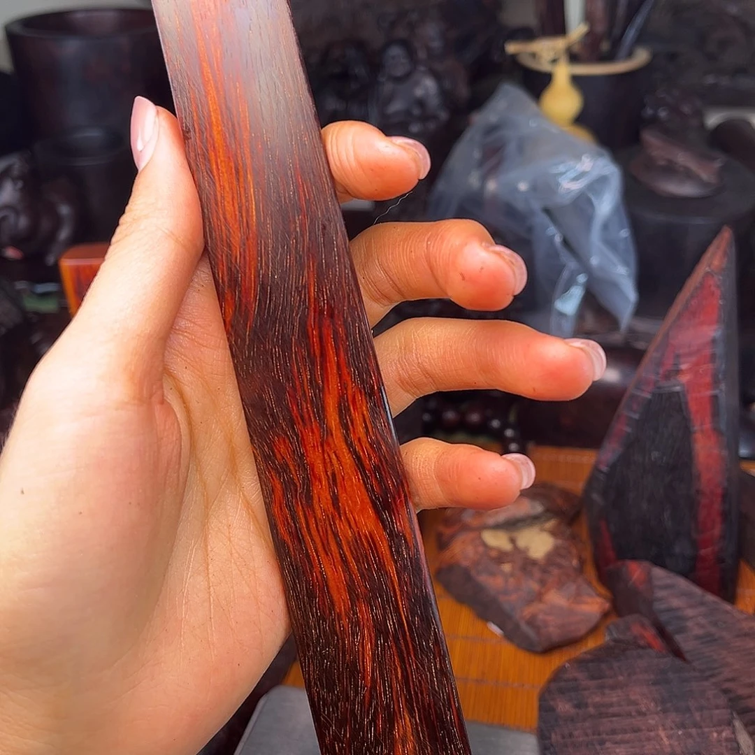 檀香紫檀（小叶紫檀）火焰纹满天星龙麟书签