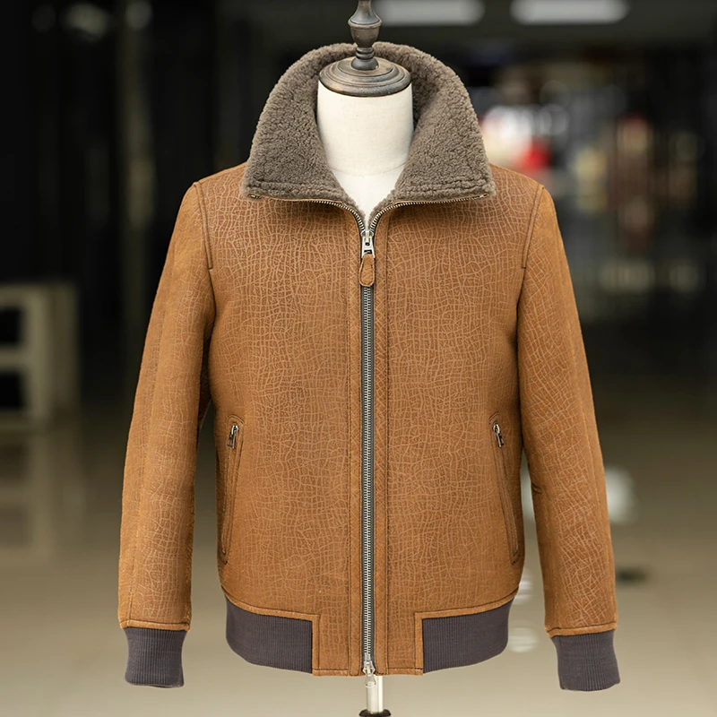 美利奴厚原生态皮毛一体立领皮外套冬季御寒时尚夹克羔羊皮