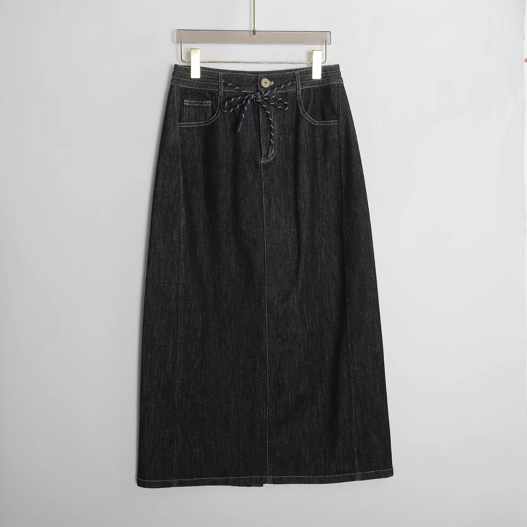 61150 品质柜货！精裁！女士气质时尚高腰复古开叉A字牛仔半身裙