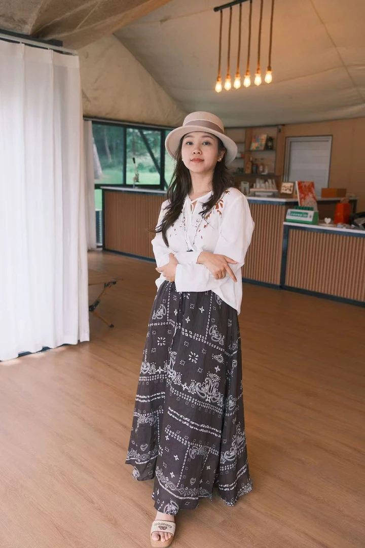 苎麻印花半裙非常舒服