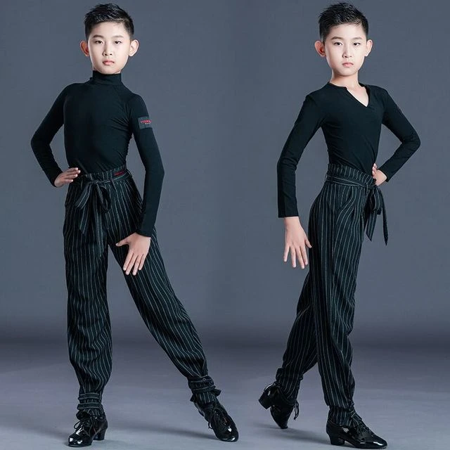雅色墨画少儿男童拉丁舞练功服上衣男孩演出训练服秋季长袖考级服
