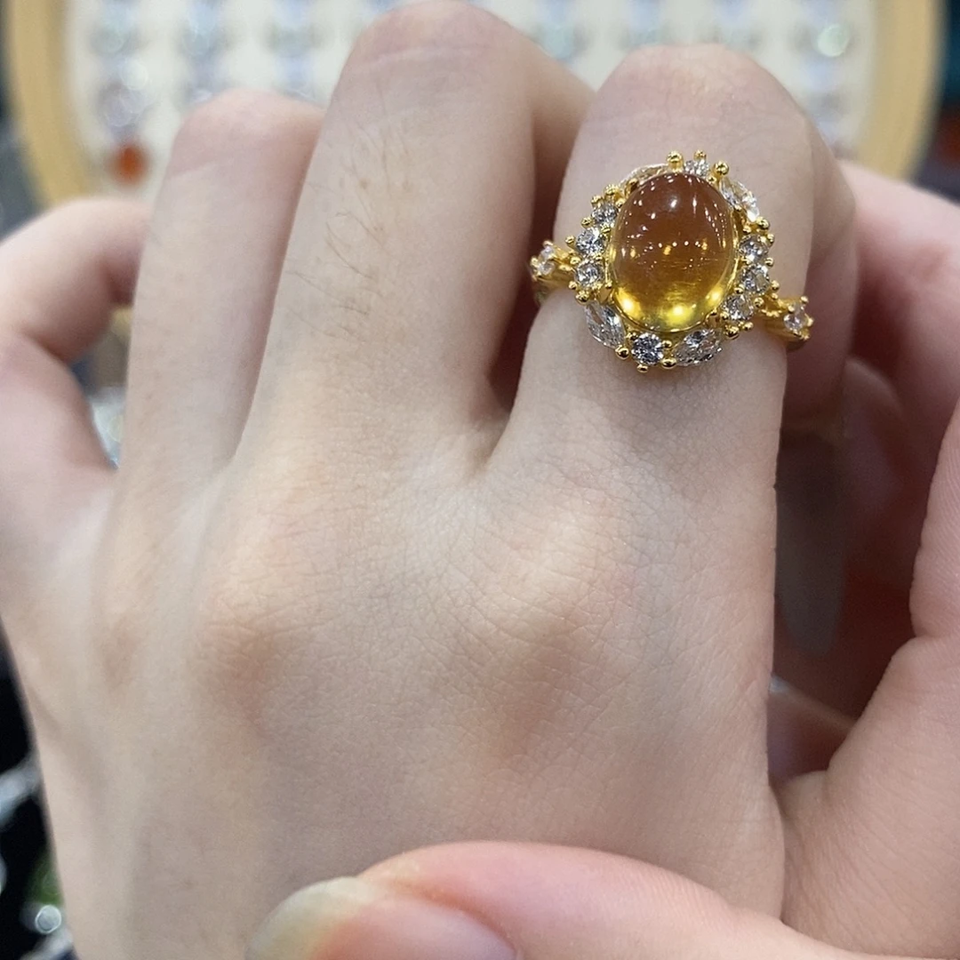 银S925镶嵌戒指黄晶