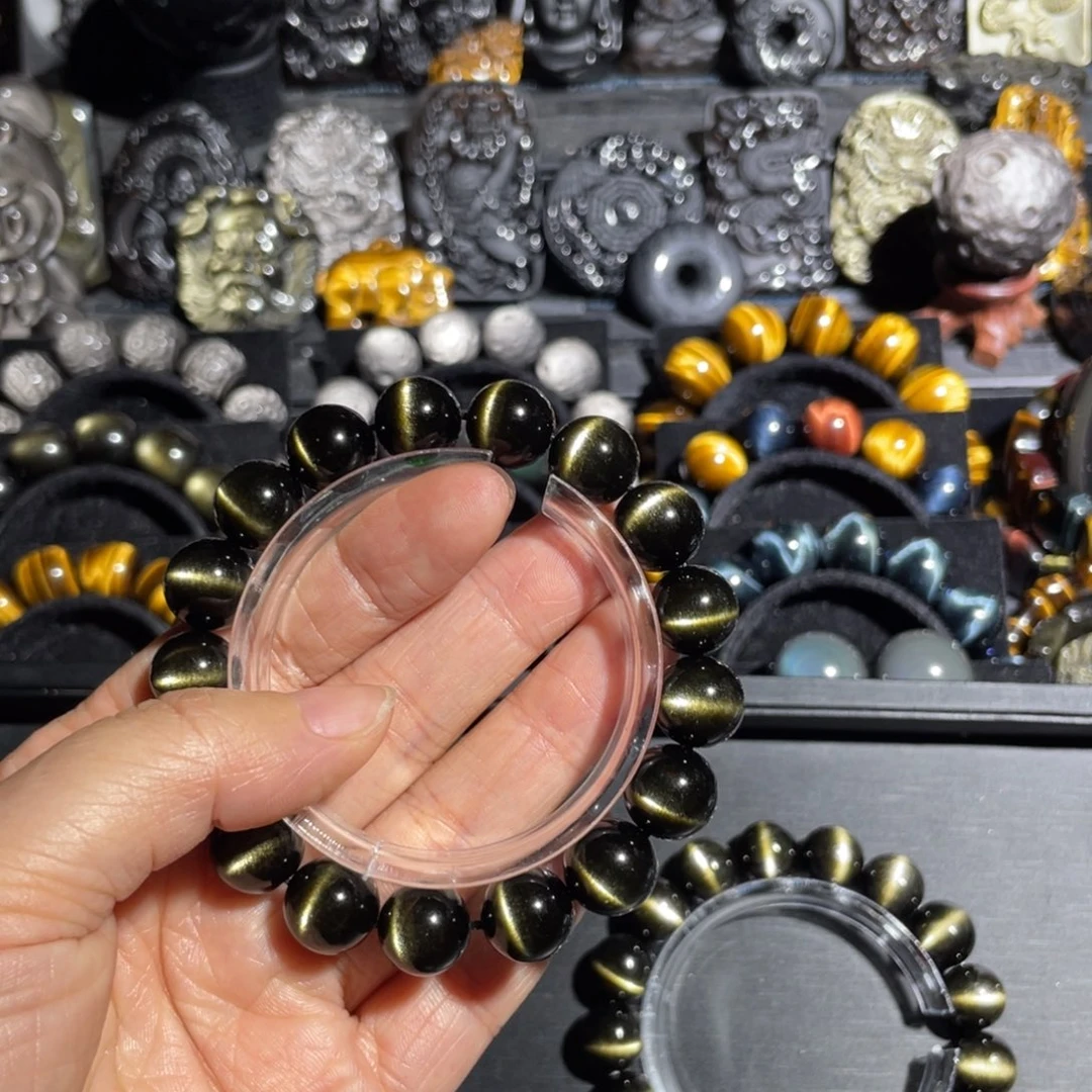 8***3黑曜岩未镶嵌手串12mm