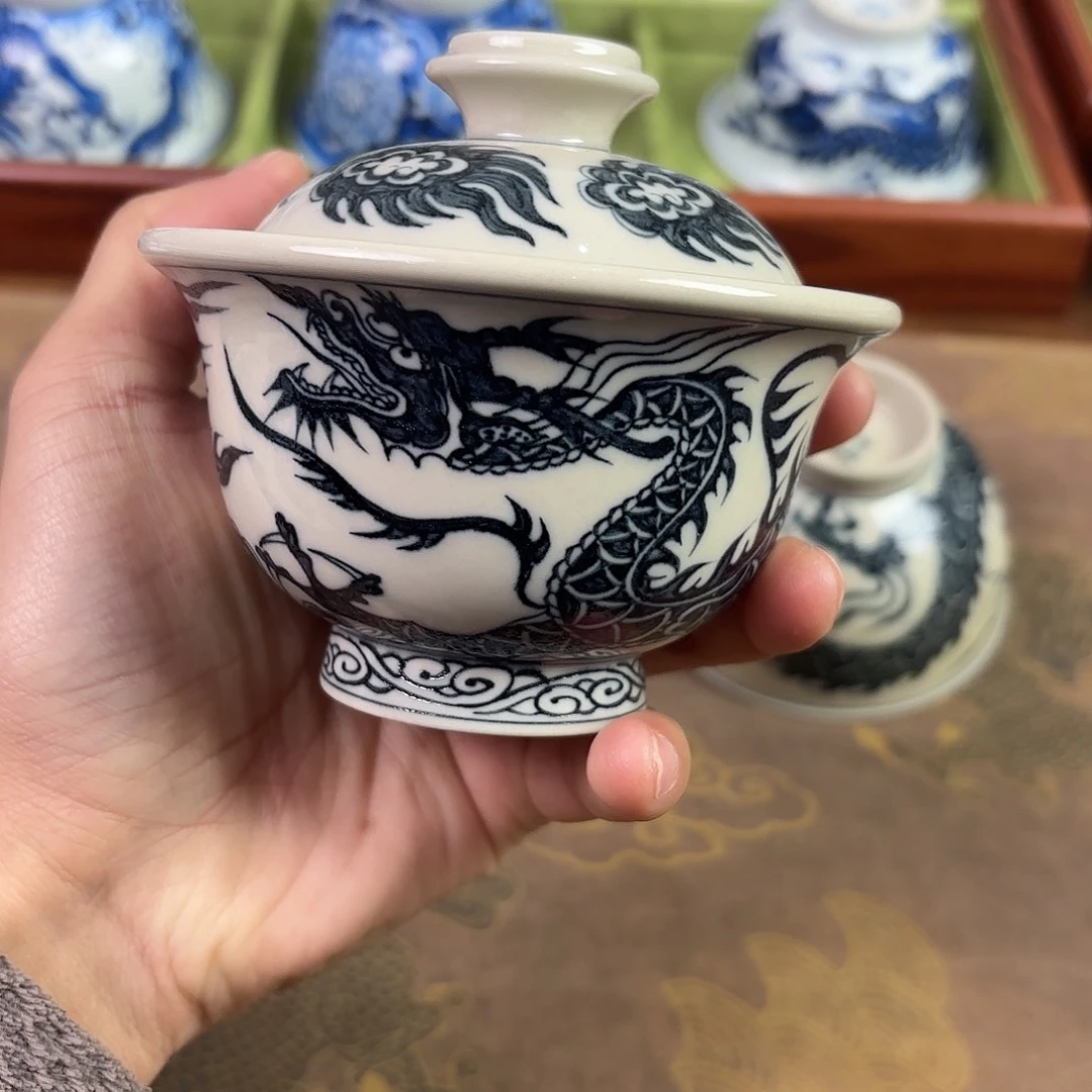 陶瓷盖碗景德镇手绘茶器