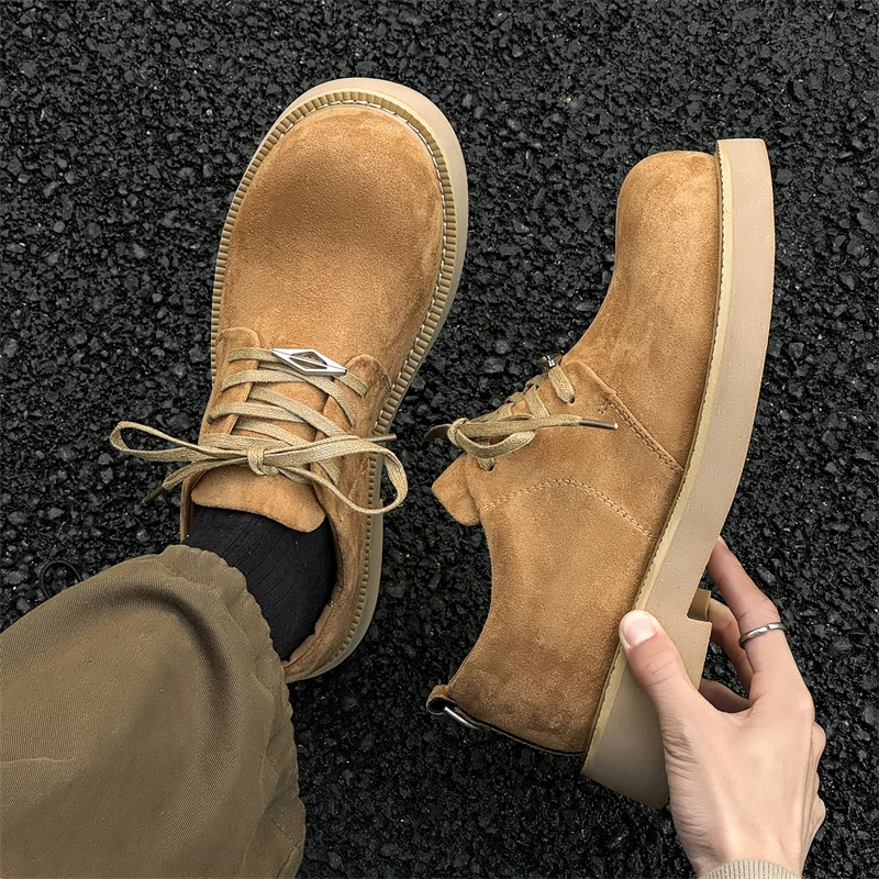 CATIA SELI米奇德比鞋男款厚底增高小众大头皮鞋真皮低帮大黄靴