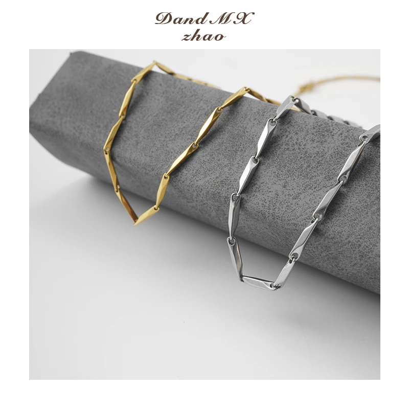 钛钢项链 D&MX 菱形竹节设计极简高级感锁骨项链20250126