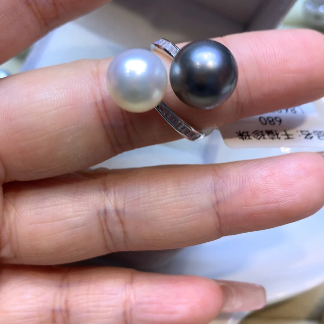 银S925镶嵌戒指海水珍珠