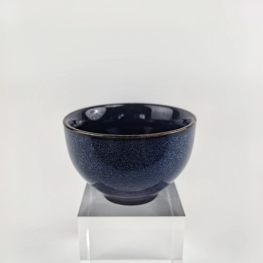 【问青坊】纯手工单色釉窑变星空蓝气窑杯（配礼盒）