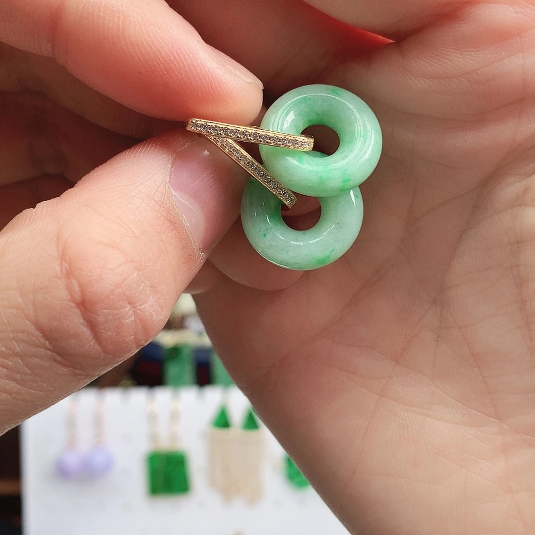 翡翠耳饰银S925镶嵌耳饰