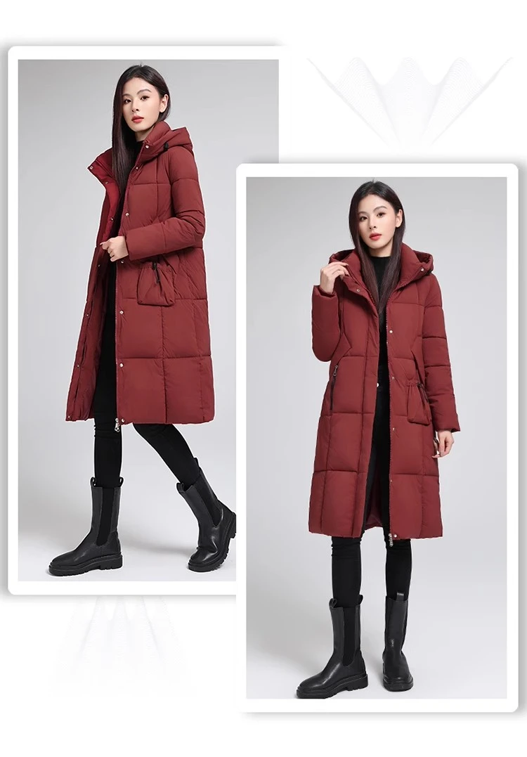 百搭秋冬保暖美拉德韩系棉服连帽棉衣长款女装冬季女