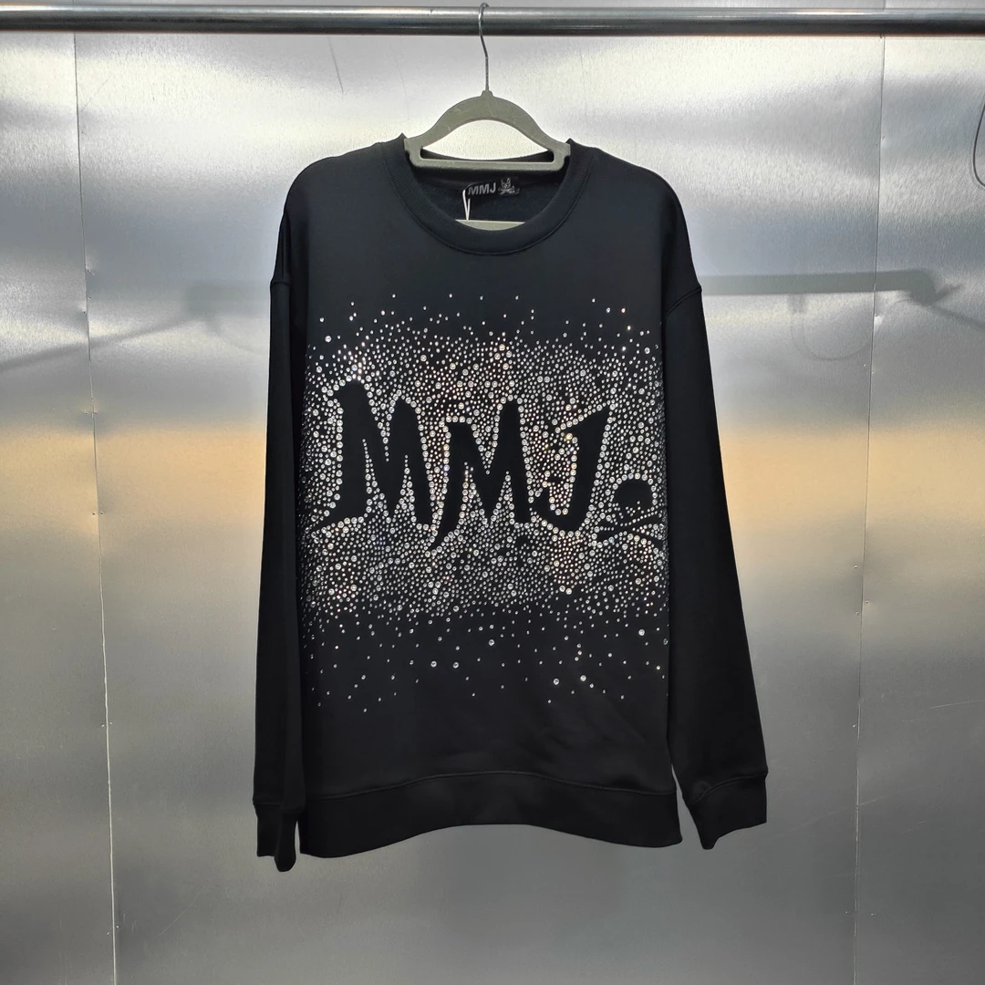 A04-11403-MM春秋款正面烫钻镂空字母印花百搭休闲圆领卫衣